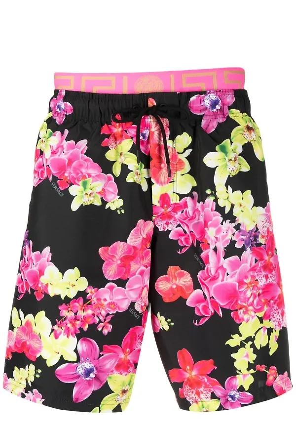 Versace blommiga badbyxor - Svart