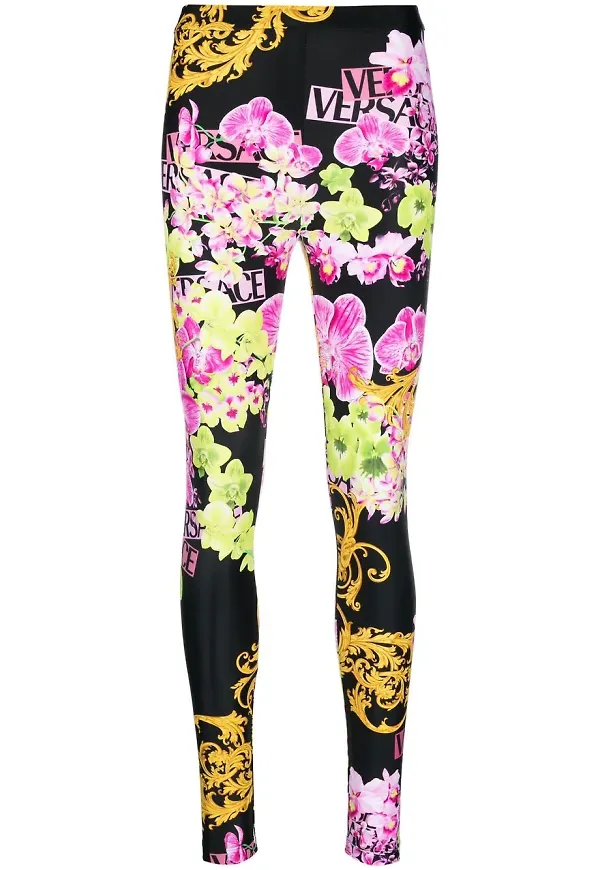 Versace blommiga leggings - Svart