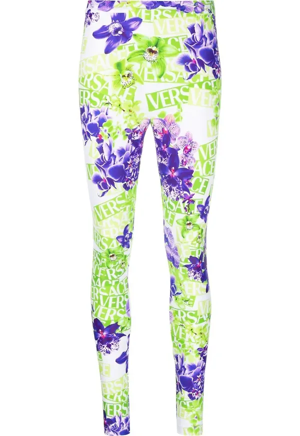 Versace blommiga leggings - Vit