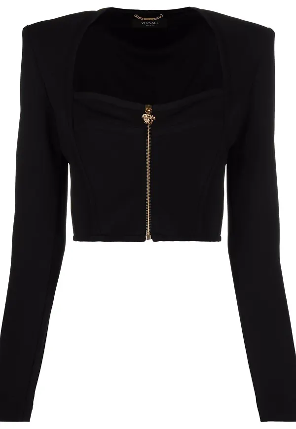 Versace croptop med fyrkantig ringning - Svart