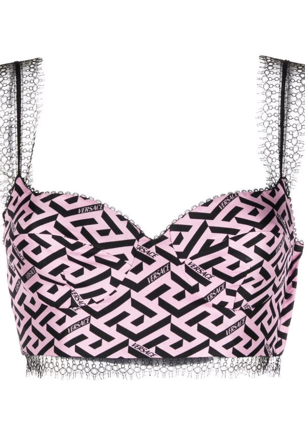 Versace croptop med logotyp - Rosa