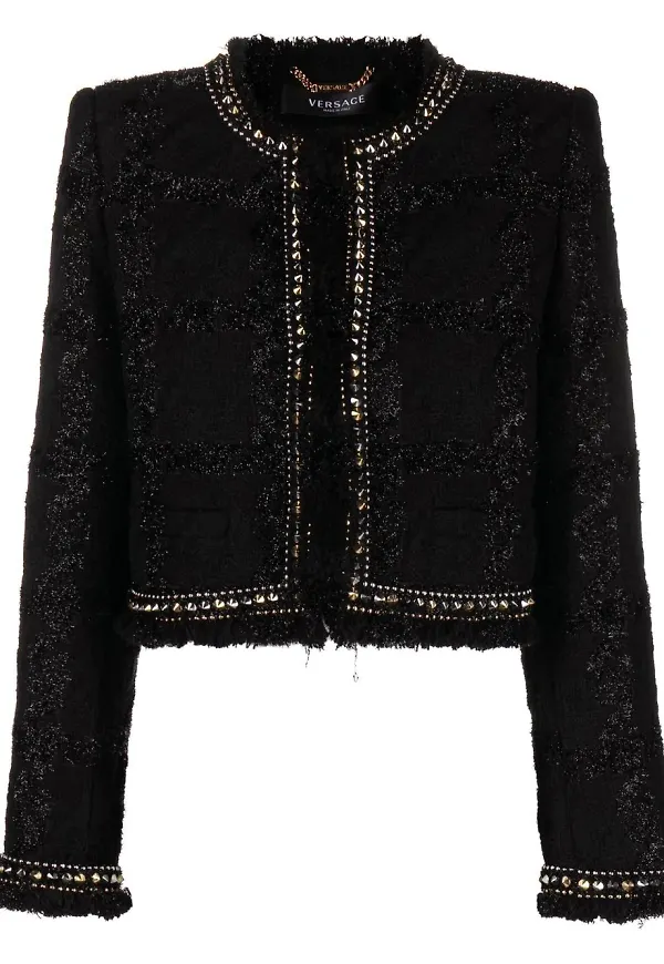 Versace embellished-trim cropped jacket - Svart