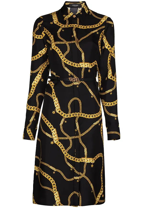 Versace Greca Chain skjortklänning - Svart