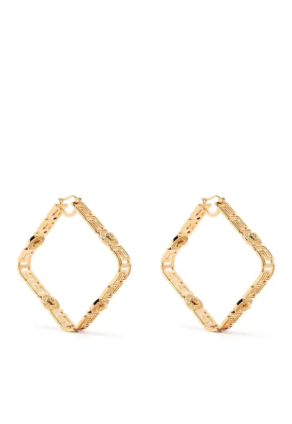 Versace Greca fyrkantiga hoops - Guldfärgad