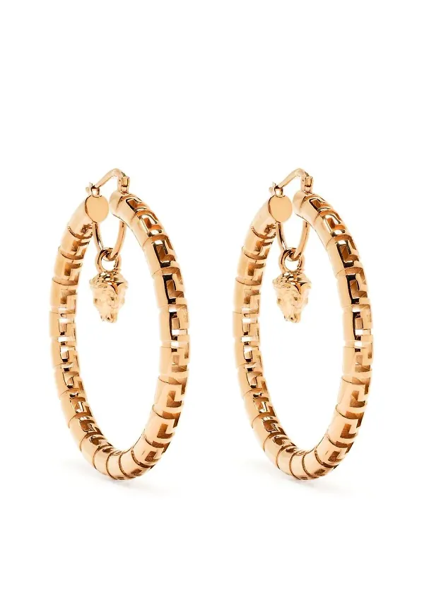 Versace Greca präglade hoops - Guldfärgad