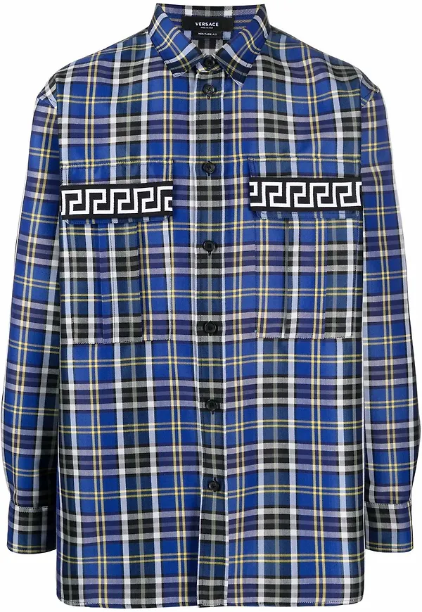 Versace Greca skotskrutig skjorta - Blå