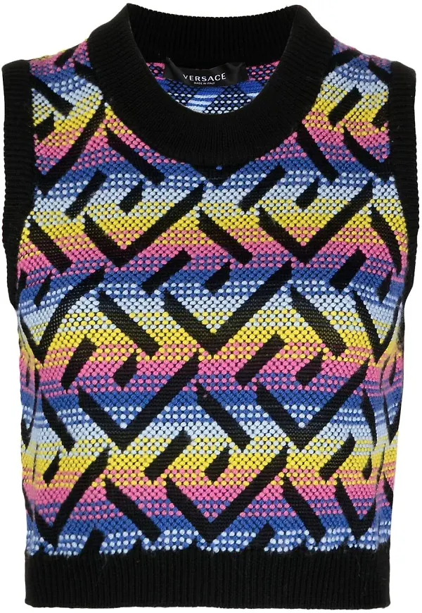 Versace Greca stickad topp - Svart
