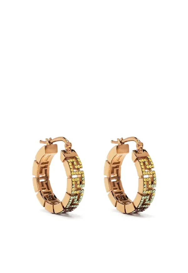 Versace greca strass hoop earrings - Guldfärgad