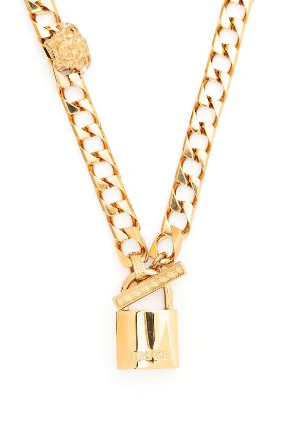 Versace halsband med hänglås - Guldfärgad