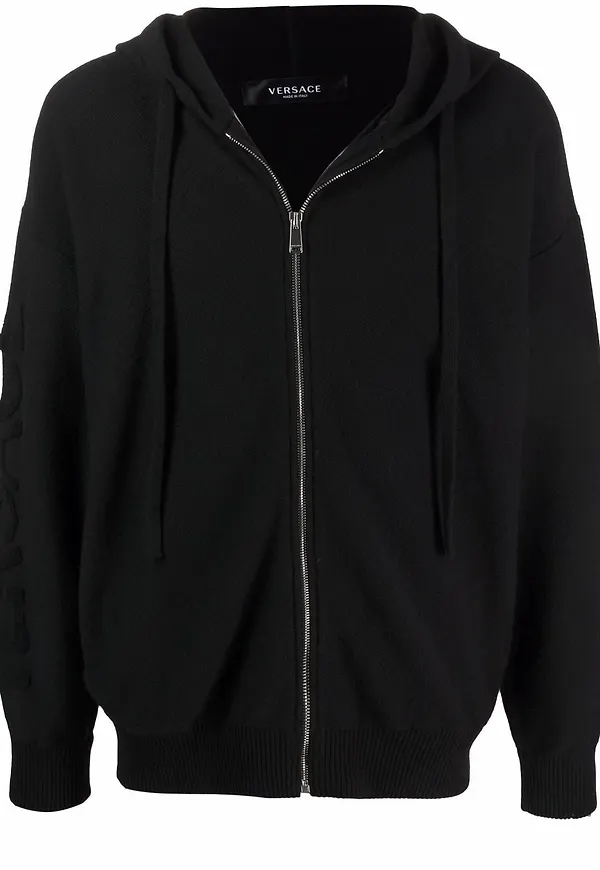 Versace hoodie med dragkedja - Svart