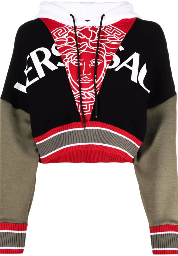 Versace hoodie med lappdesign - Svart