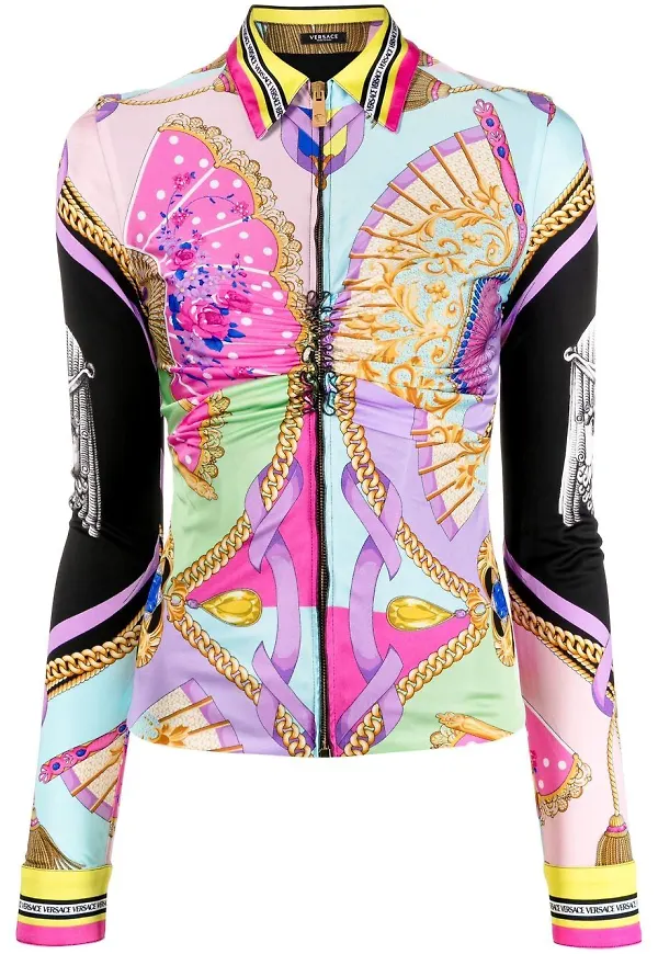 Versace I Ventagli sidenskjorta - Rosa