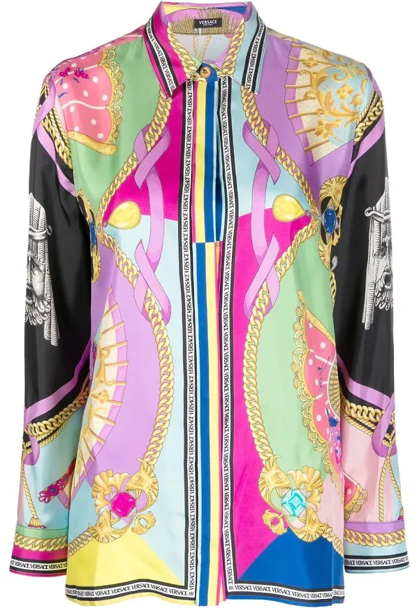 Versace I Ventagli sidenskjorta med tryck - Rosa