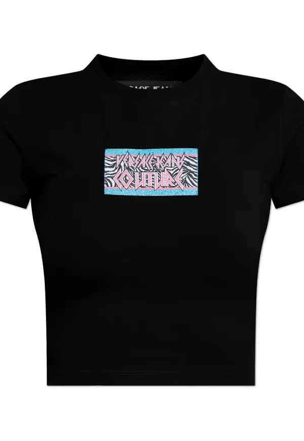 Versace Jeans Couture, Topp, Dam, L, Bomull, T-shirt med tryck