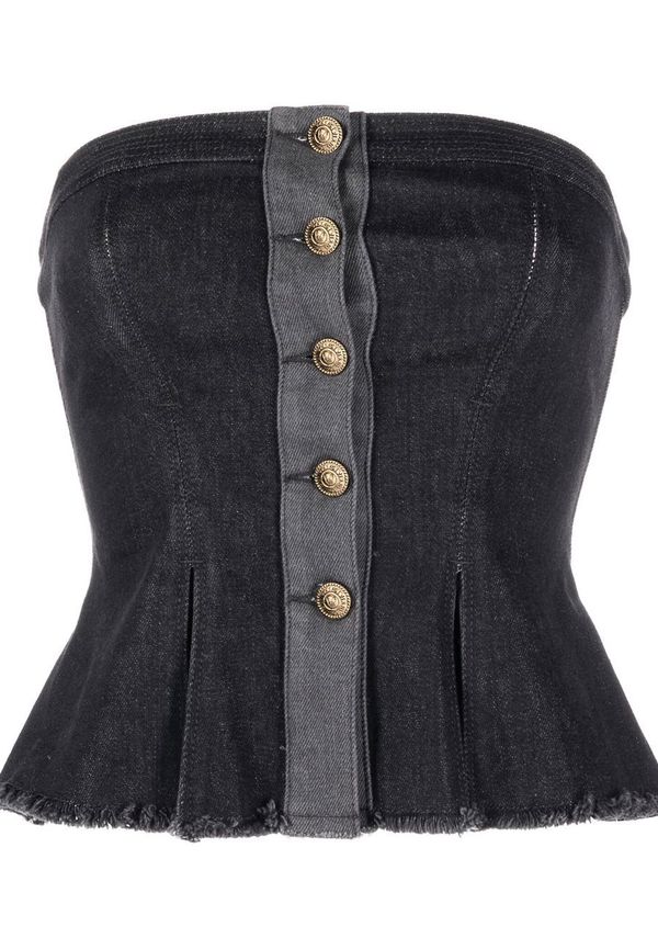 Versace Jeans Couture axelbandslös jeans med knäppning - Svart