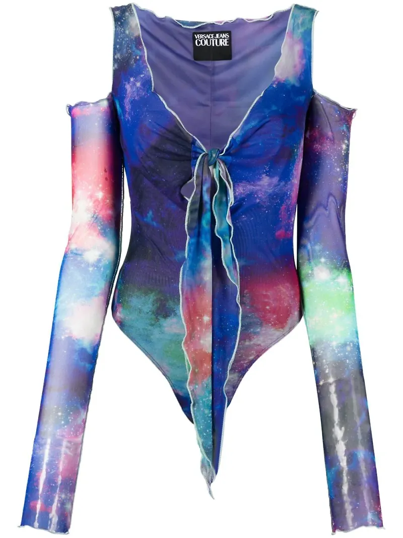 Versace Jeans Couture baraxlad blus med galaxtryck - Blå