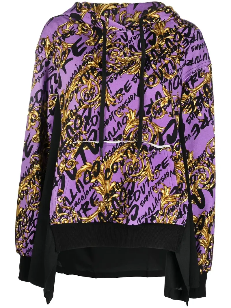 Versace Jeans Couture Barocco hoodie med logotyp - Lila