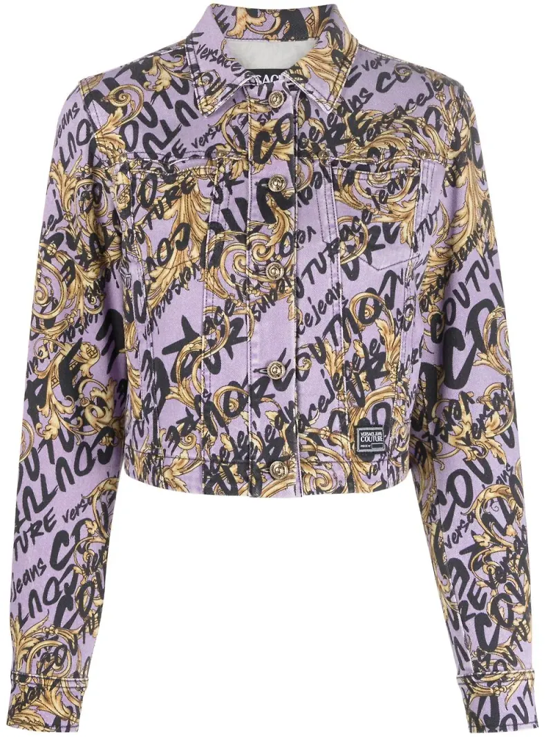 Versace Jeans Couture barockmönstrad jacka med knäppning - Lila