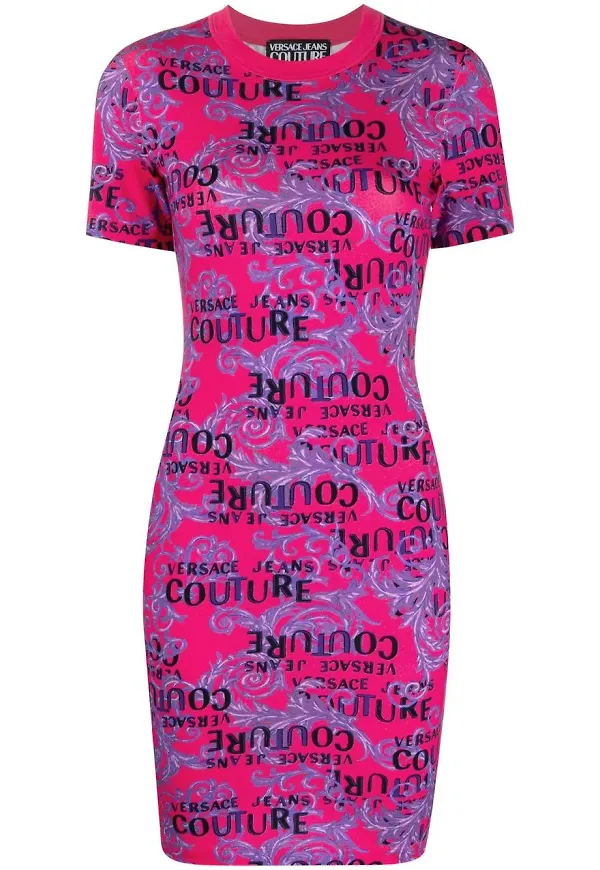 Versace Jeans Couture barockmönstrad miniklänning - Rosa