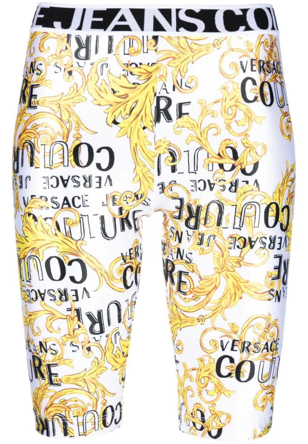 Versace Jeans Couture barockmönstrade jeansshorts - Vit