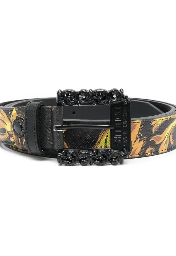 Versace Jeans Couture barockmönstrat bälte - Svart