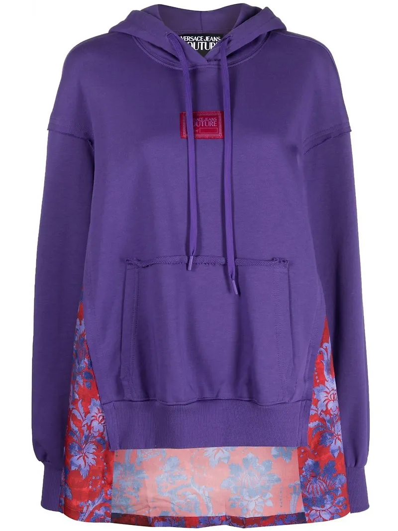 Versace Jeans Couture Baroque hoodie med panel - Lila
