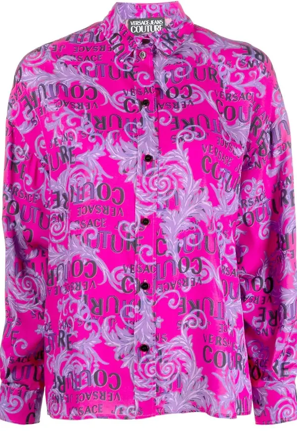 Versace Jeans Couture baroque logo-print shirt - Rosa