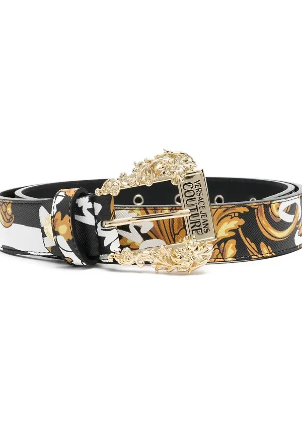 Versace Jeans Couture Baroque läderbälte - Svart
