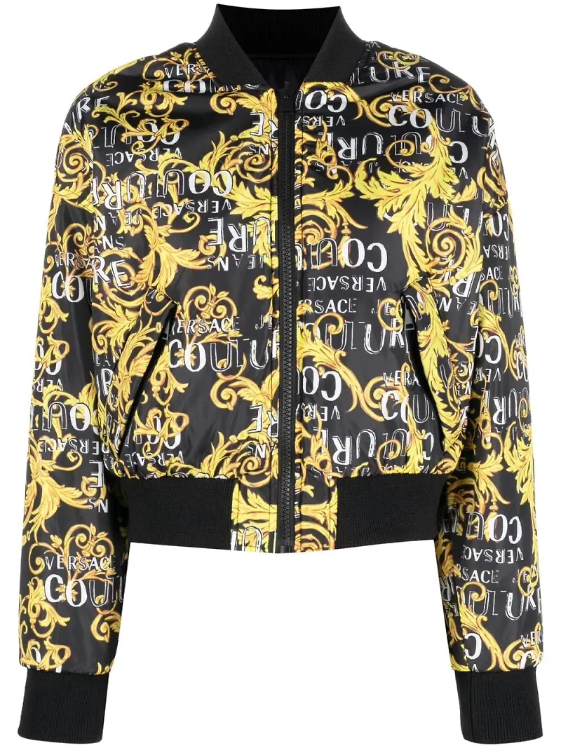 Versace Jeans Couture Baroque mönstrad bomberjacka - Svart