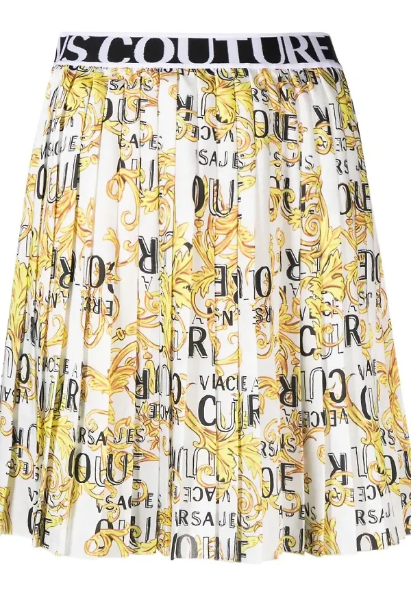 Versace Jeans Couture Baroque plisserad kjol - Vit