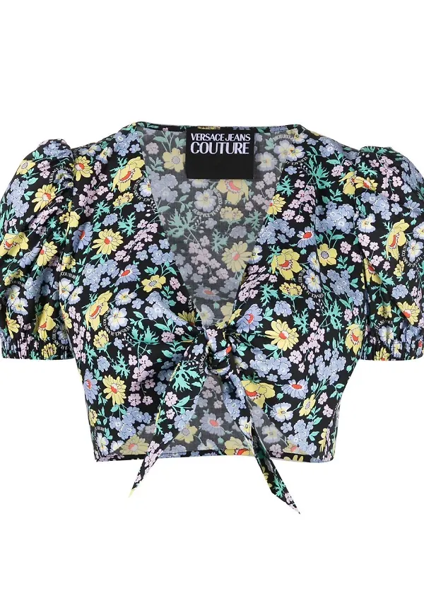 Versace Jeans Couture blommig croptop - Svart