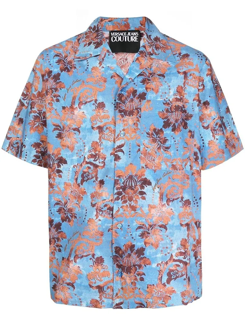 Versace Jeans Couture blommig kortärmad skjorta - Blå