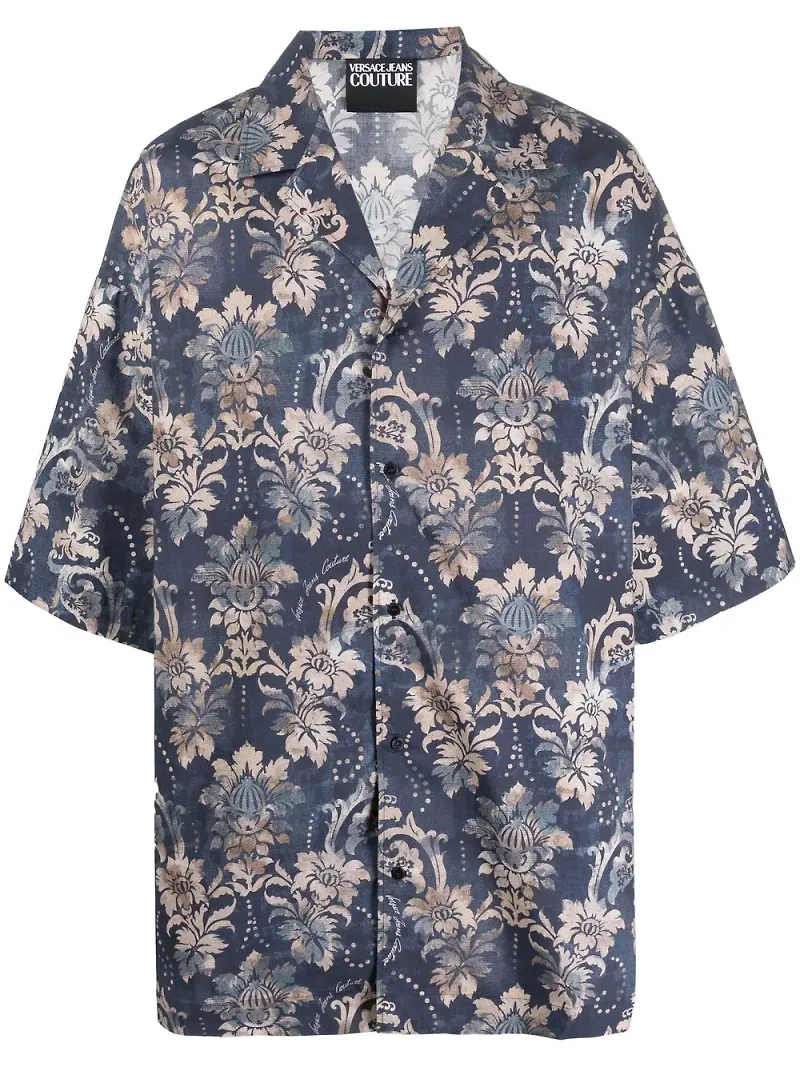 Versace Jeans Couture blommig kortärmad skjorta - Blå
