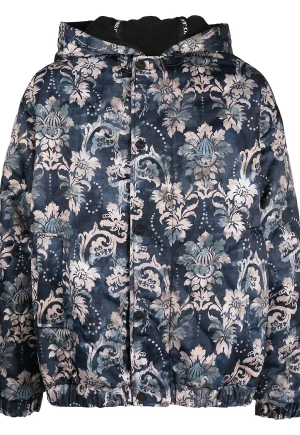 Versace Jeans Couture blommig vadderad jacka - Blå