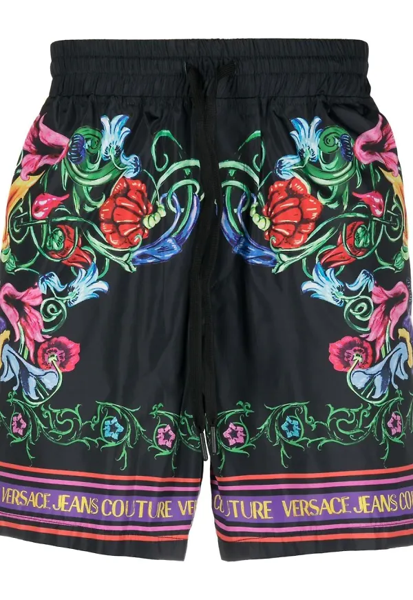 Versace Jeans Couture blommiga shorts med dragsko - Svart