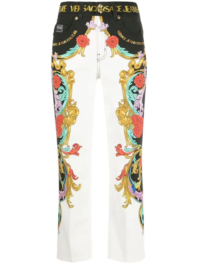 Versace Jeans Couture byxor med logotypband - Vit