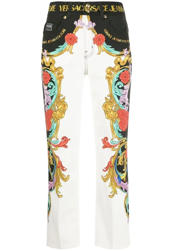 Versace Jeans Couture byxor med logotypband - Vit
