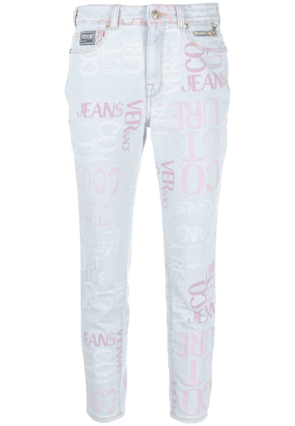 Versace Jeans Couture croppade skinny-jeans med logotyp - Blå