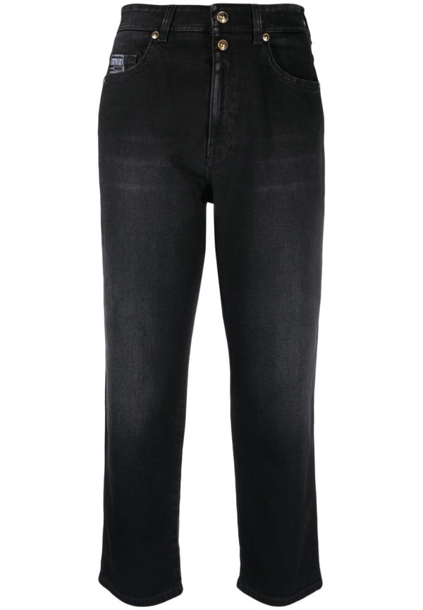 Versace Jeans Couture croppade straight-jeans - Svart