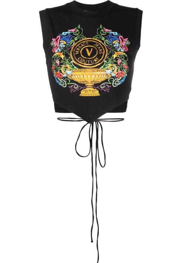 Versace Jeans Couture croptop med grafiskt tryck - Svart