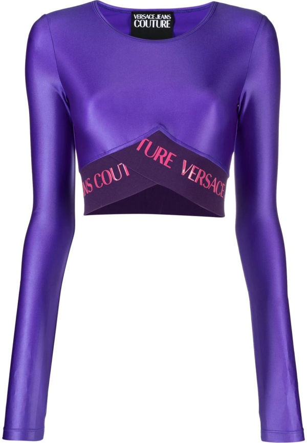 Versace Jeans Couture croptop med logotypband - Lila