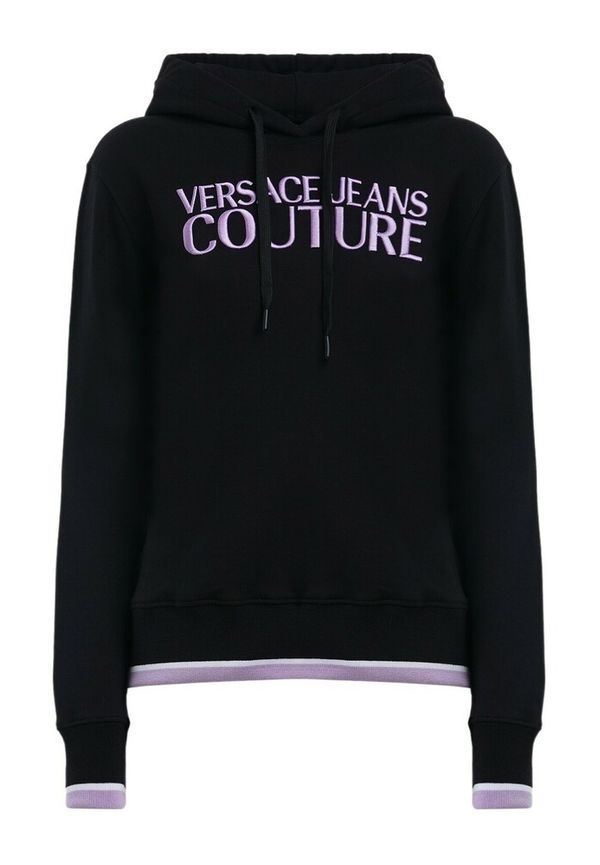 Versace Jeans Couture Embroidered Logo Hoodie Svart, Dam