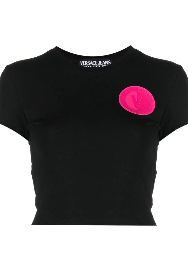 Versace Jeans Couture figursydd t-shirt med logotypmärke - Svart