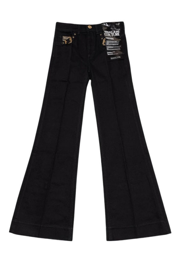 Versace Jeans Couture Flared jeans with iconic curls Svart, Dam