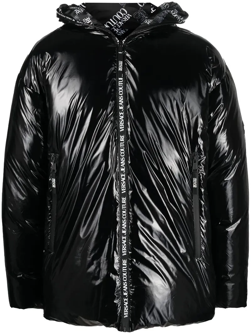 Versace Jeans Couture glansig vadderad jacka - Svart
