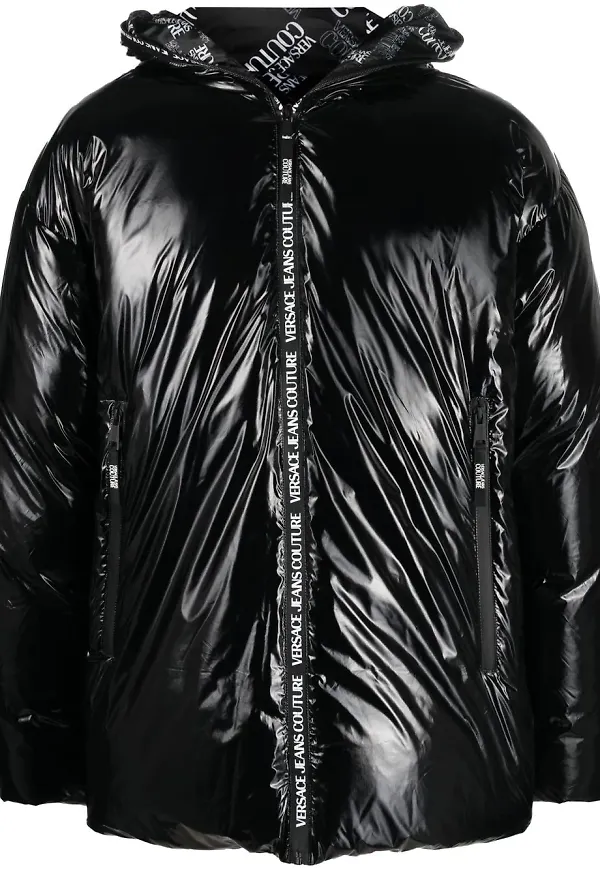 Versace Jeans Couture glansig vadderad jacka - Svart