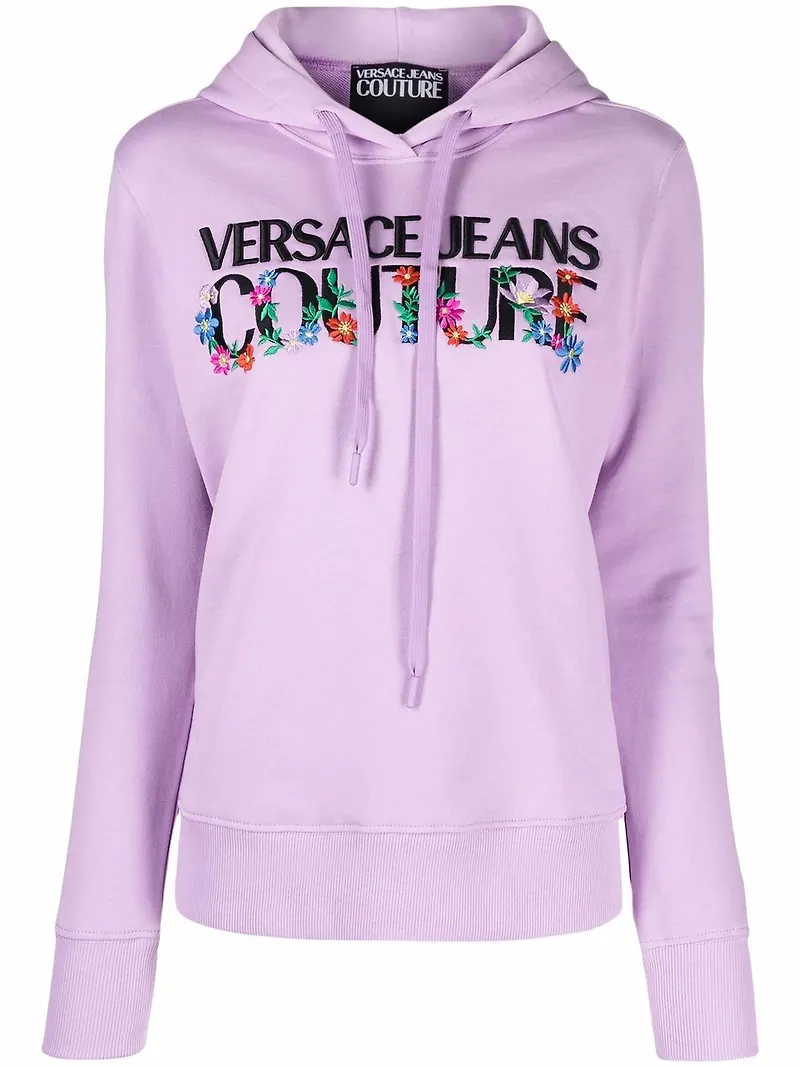 Versace Jeans Couture hoodie med blomsterbrodyr - Lila