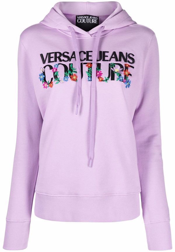 Versace Jeans Couture hoodie med blomsterbrodyr - Lila