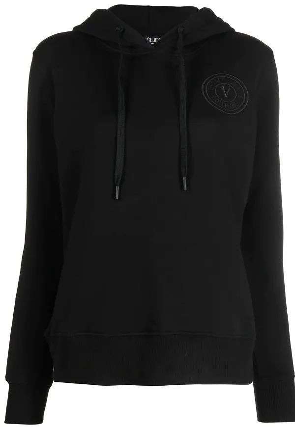 Versace Jeans Couture hoodie med broderad logotyp - Svart