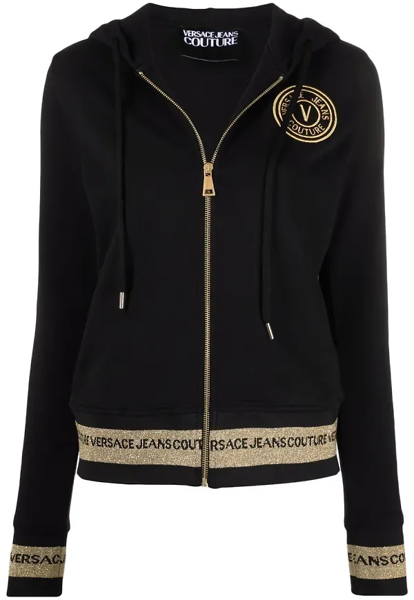 Versace Jeans Couture hoodie med broderad logotyp - Svart